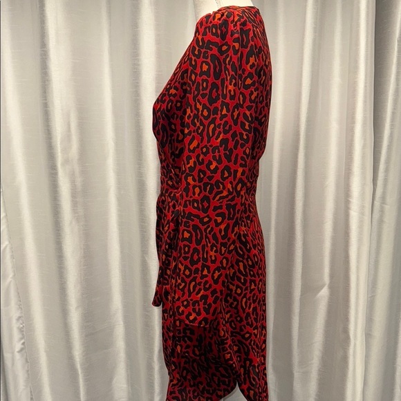 Banana Republic Leopard Print Wrap Dress - Red Size 6 - Picture 4 of 7
